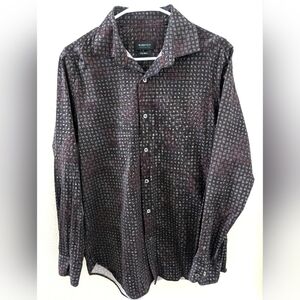 Bugatchi Ooohcotton Tech 8 Way Stretch Medium Dress Shirt Long Sleeve Charcoal